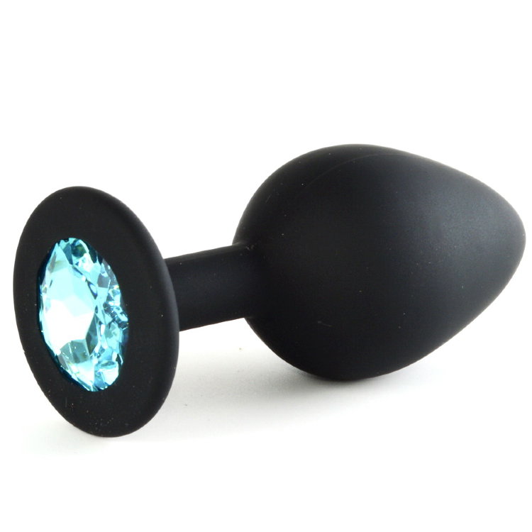 70500-05 Силиконовая втулка черная, цвет кристалла голубой 7,2 см х 3 см