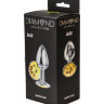 4009-02 Анальная пробка серебро Diamond Yellow Sparkle Small