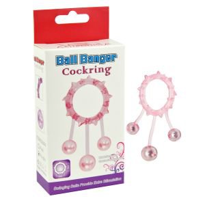 32004 Кольцо с 3 утяжеляющими шариками розовое Ball Banger Cock Ring