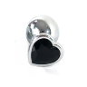 09 Анальная пробка серебро МАЛАЯ с черным кристаллом сердечко 7 см х 2,7 см