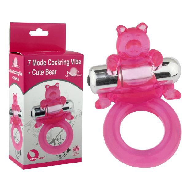 32014 Виброкольцо розовое 7 Model Cockring Vibe-Cute Bear