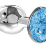 4009-04 Анальная пробка серебро Diamond Light blue Sparkle Small