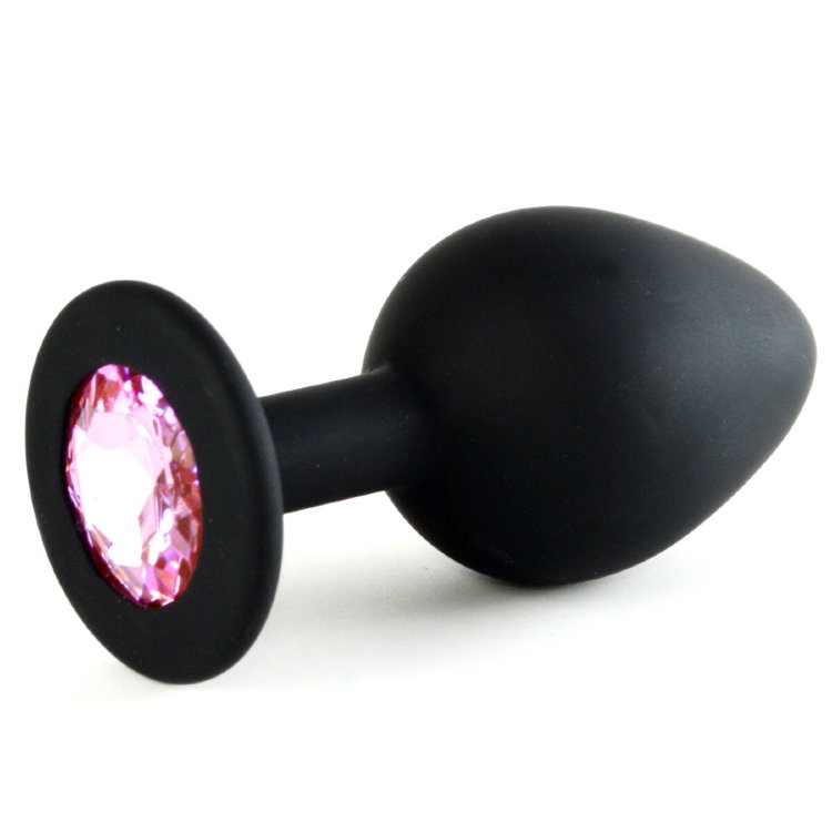 70500-02 Силиконовая втулка черная, цвет кристалла розовый 7,2 см х 3 см